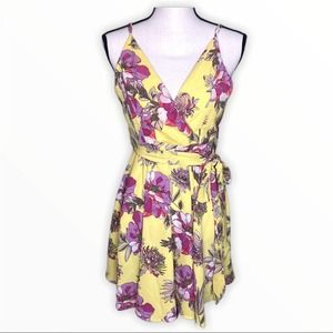 Yellow and pink floral mini dress medium